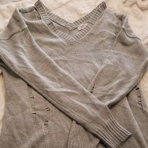 Gray distressed sweater